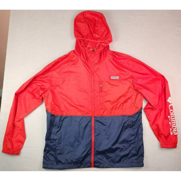 Columbia PFG Men's Morning View UPF 40 Red Blue Packable Jacket Size XL - Picture 1 of 10